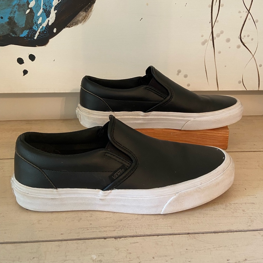 Vans Classic Slip-On Black Leather Shoes
